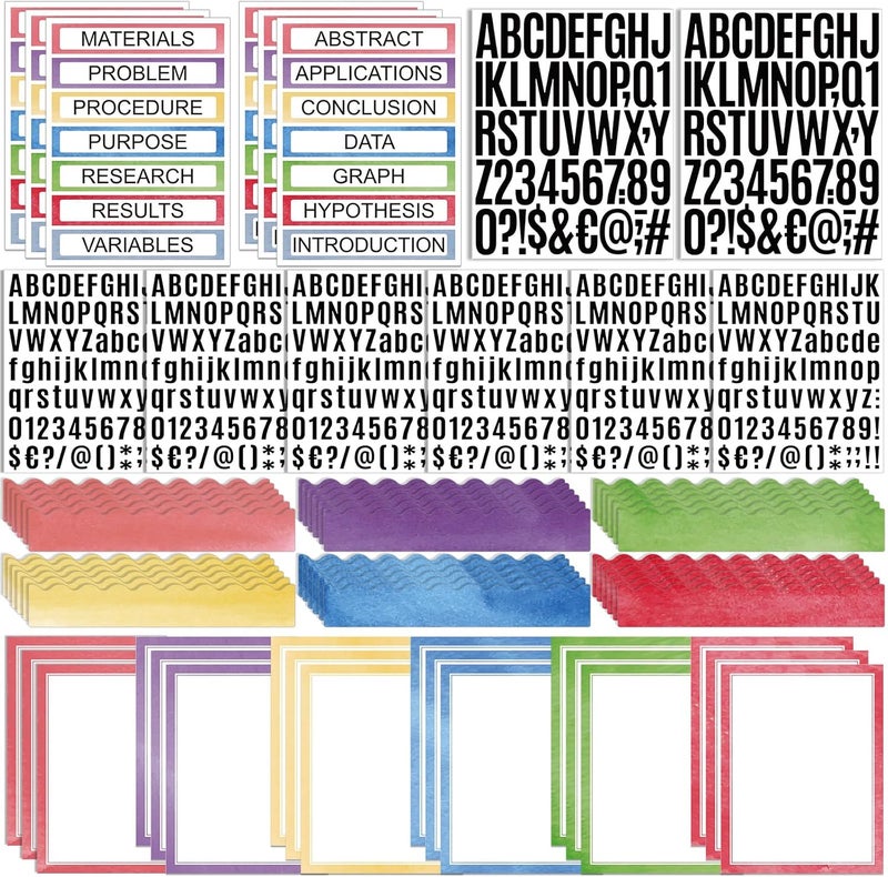 Sinload 92 Pcs Science Fair Board Supplies 60 Trim Scalloped Poster Boards 18 Presentation Subtitles 6 Project Titles 8 Letter Sticker for Classroom Display Boards(Pastel) - Image 1